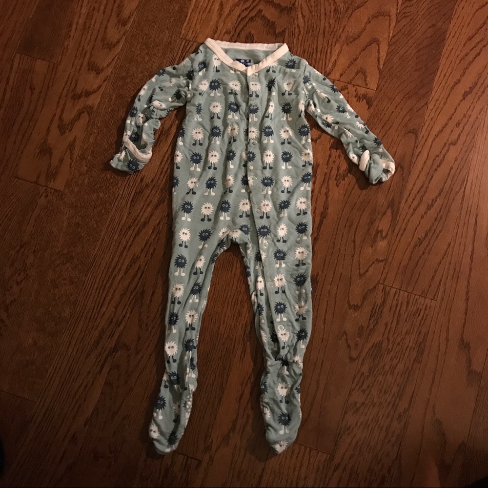 Kickee Pants green monster footie